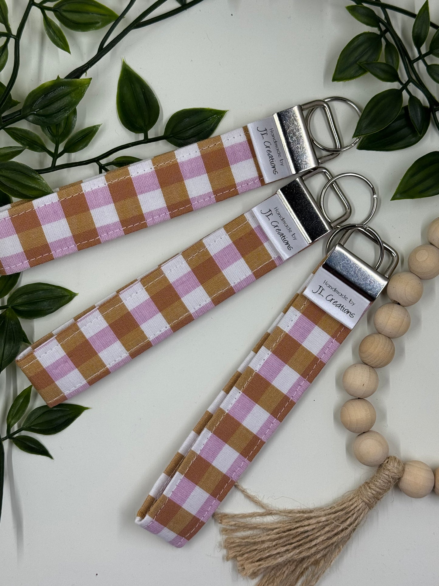 Key Fobs - Pink & Mustard Gingham