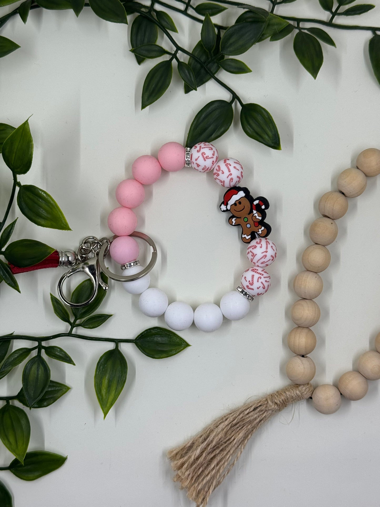 Christmas Themed Wristlets - Gingerbread Man- Pink