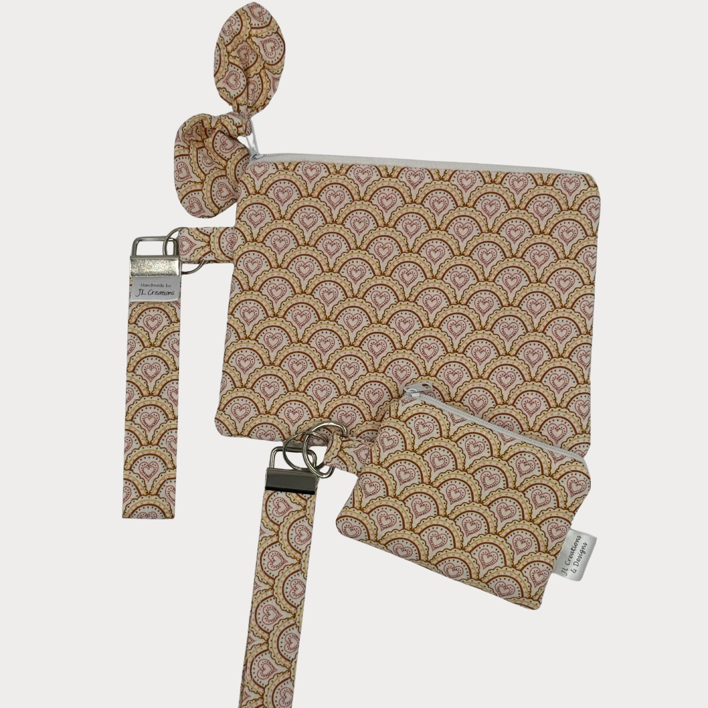Wristlet Purse with attached Key Fob - Boho Rainbow