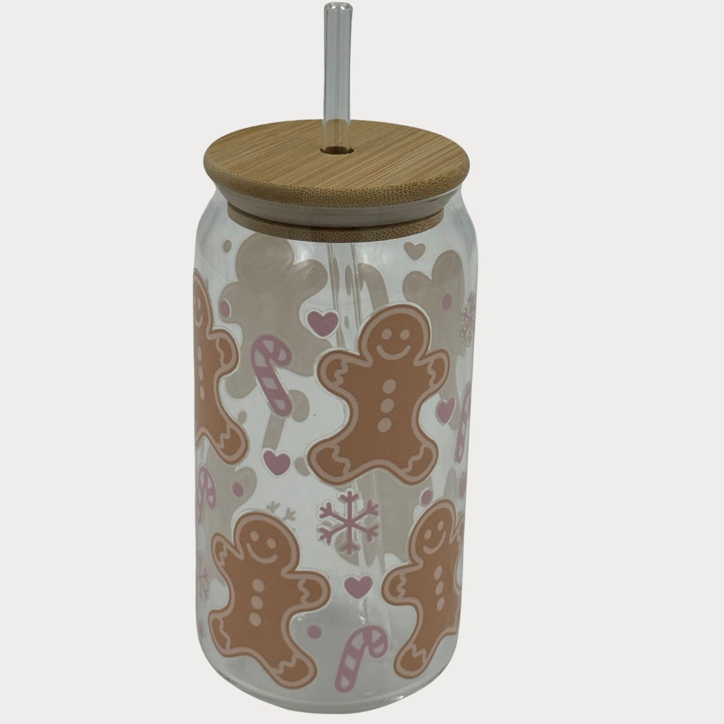 DTF Printed Glass Cups - Gingerbread Man