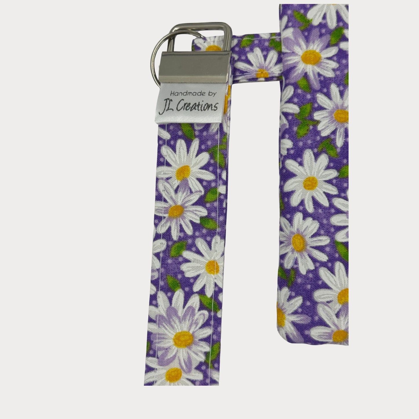 Wristlet Purse with attached Key Fob - Purple Daisy