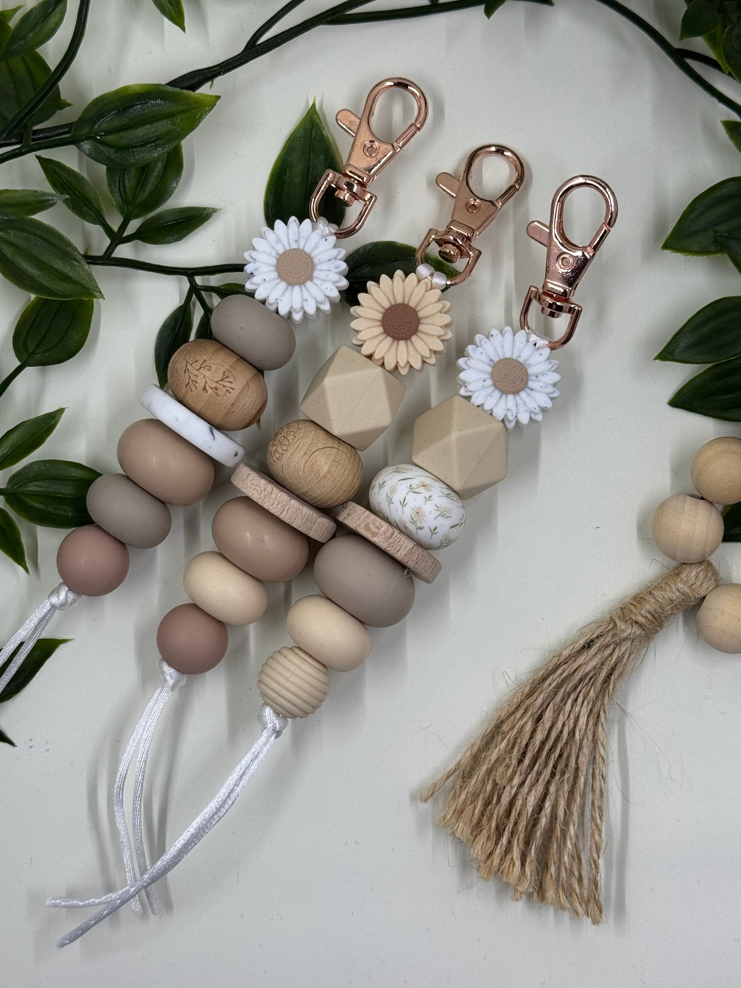 Daisy Beaded Keyrings