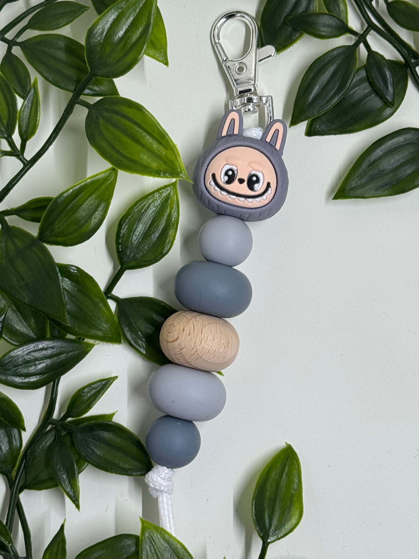 Labubu Beaded Keyrings - Grey