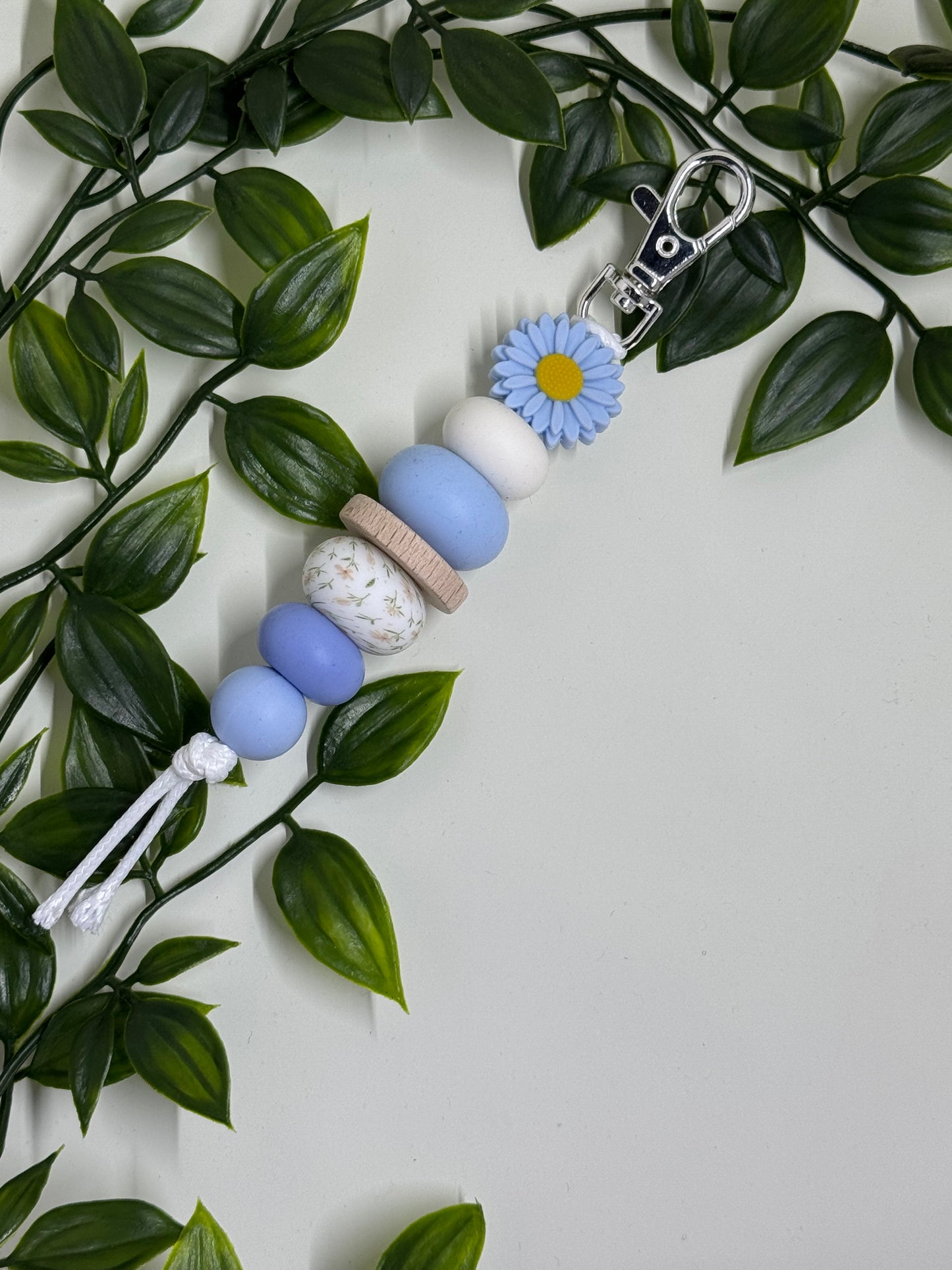 Daisy Beaded Keyrings - Blue