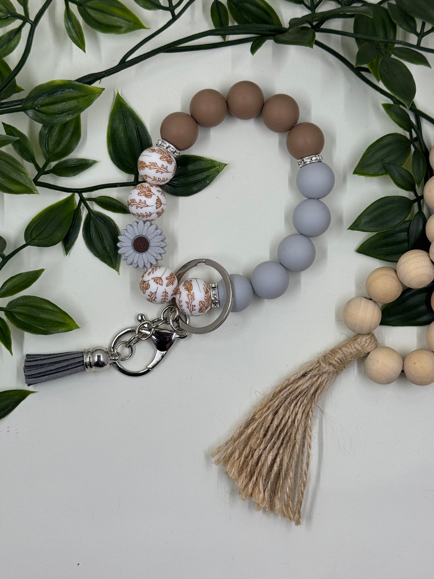 Beaded Wristlets - Grey Leaf