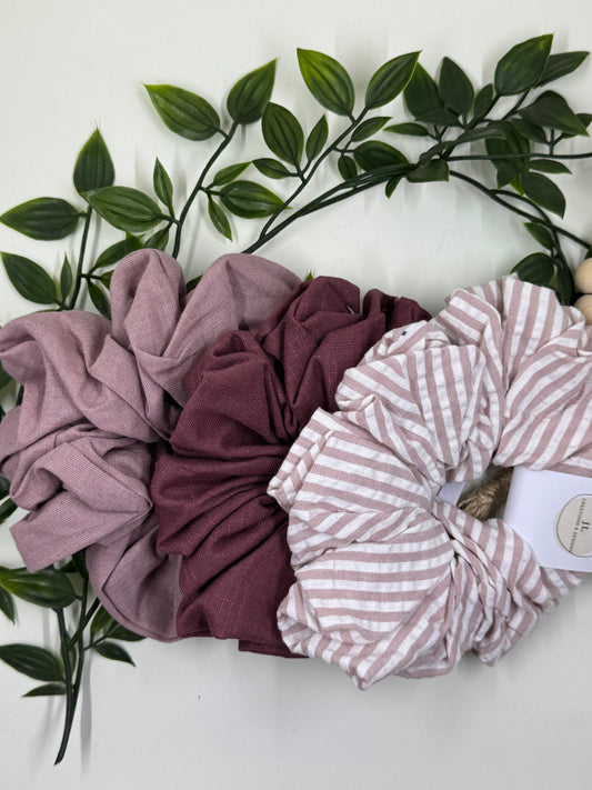 Scrunchies 3 Pack- Maroon & Dusty Pink