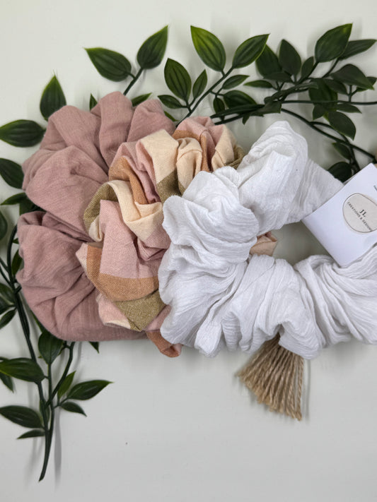 Scrunchies 3 Pack- Pink & Neutral