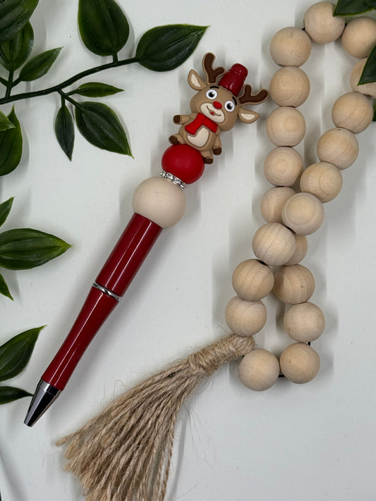 Christmas Beaded Pens- Reindeer