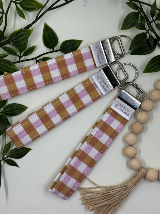 Key Fobs - Pink & Mustard Gingham