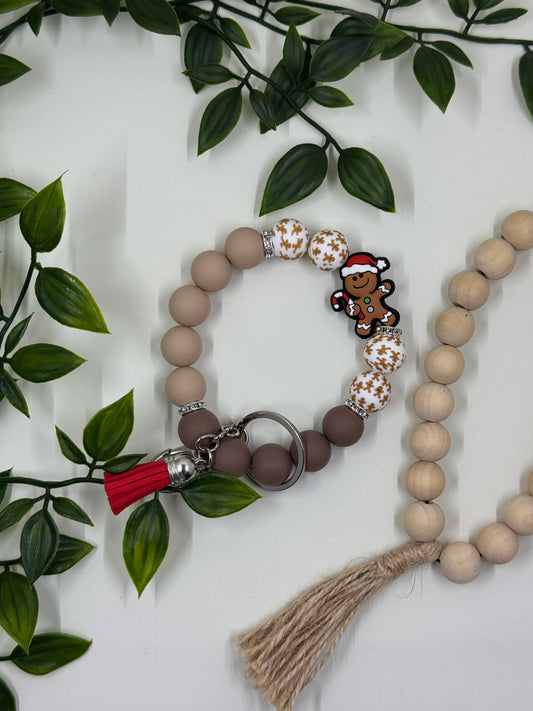 Christmas Themed Wristlets - Gingerbread Man- Brown