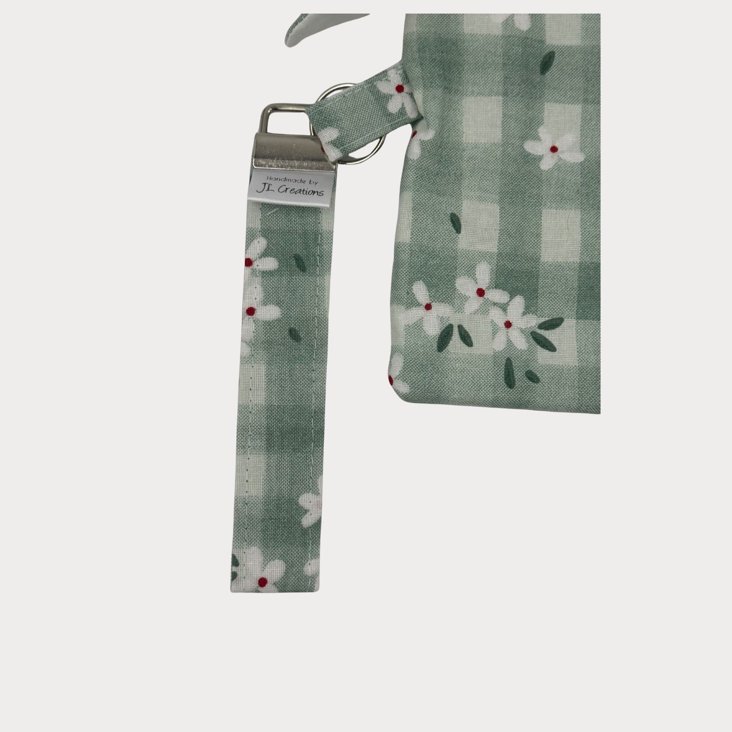Wristlet Purse with attached Key Fob - Daisy Sage
