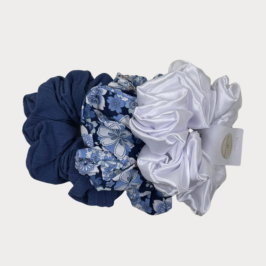 Scrunchies 3 Pack- Blue Floral