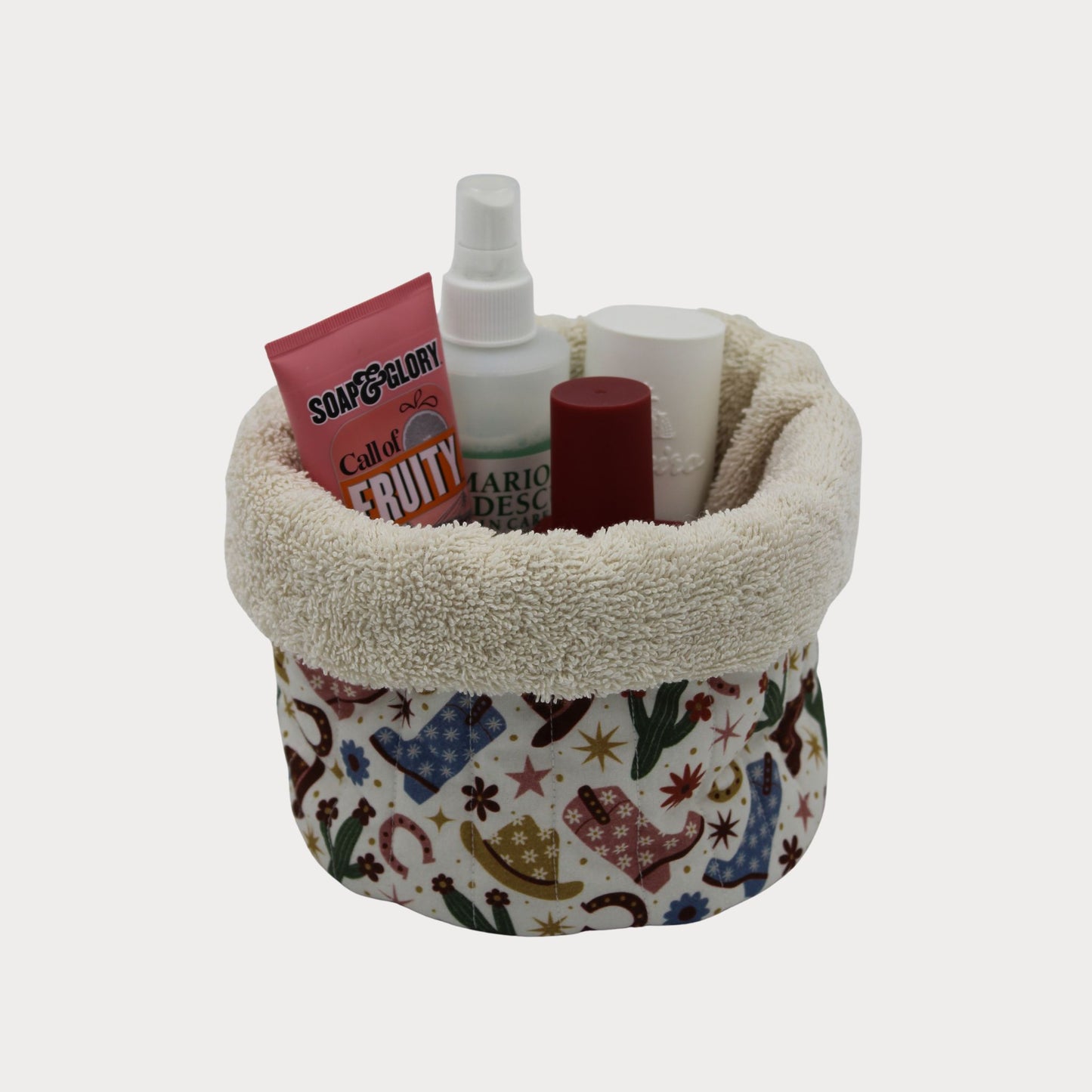Fabric Vanity Storage Baskets - Cow Girl
