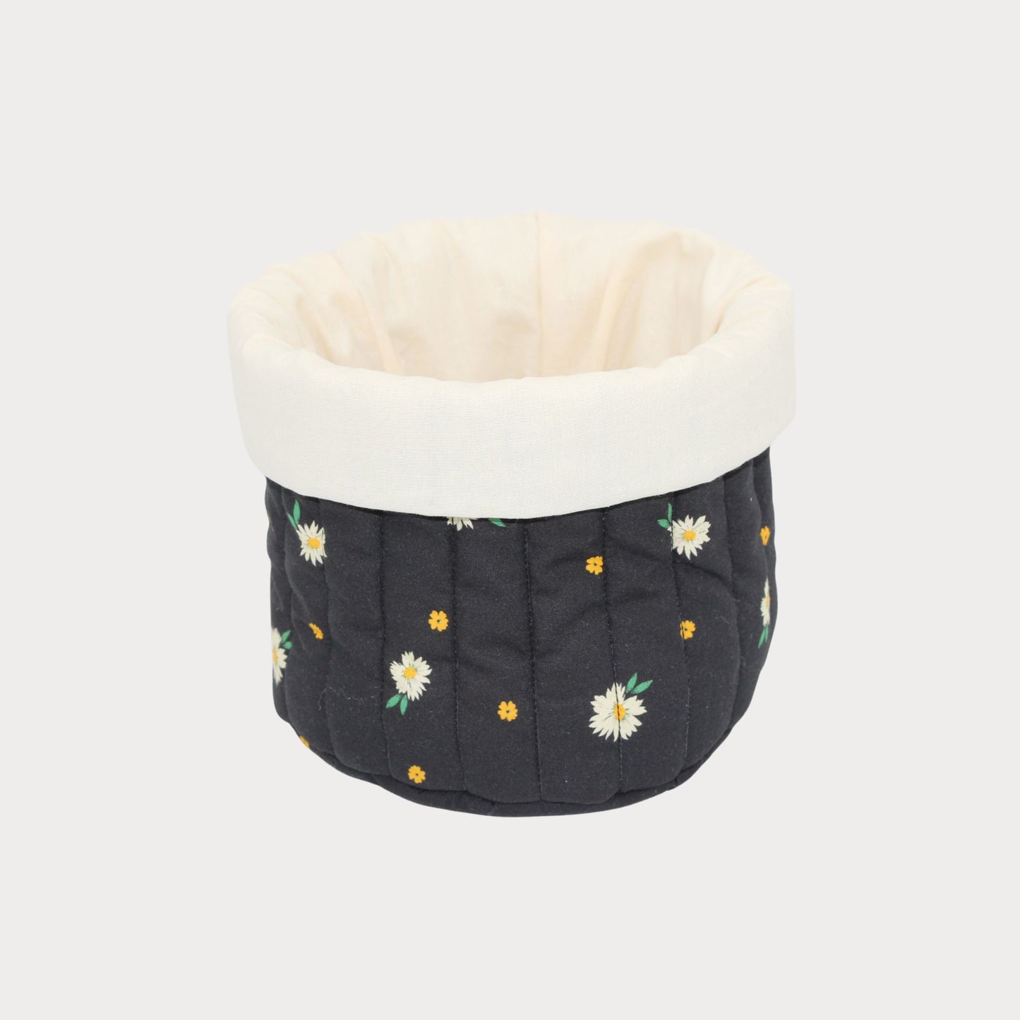 Fabric Vanity Storage Baskets - Daisy Black