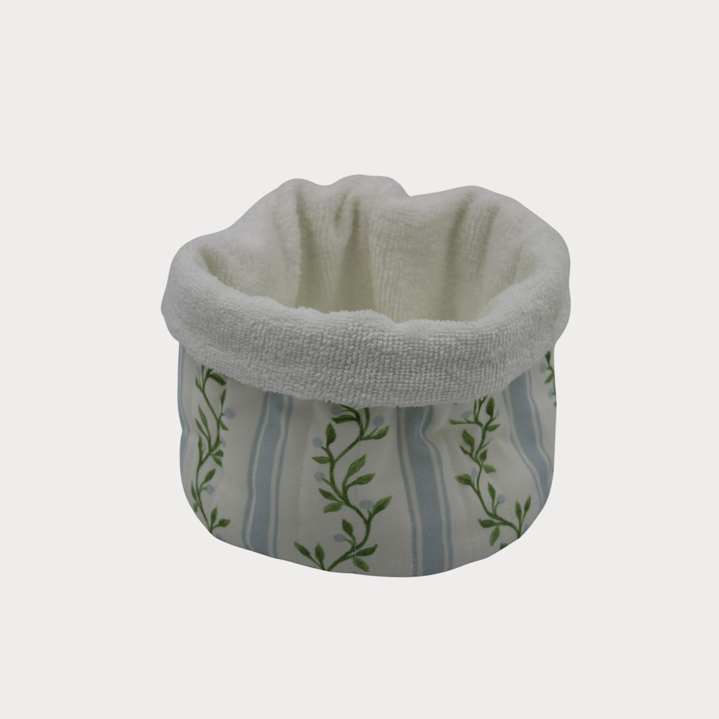 Fabric Vanity Storage Baskets - Sage Vine Blue
